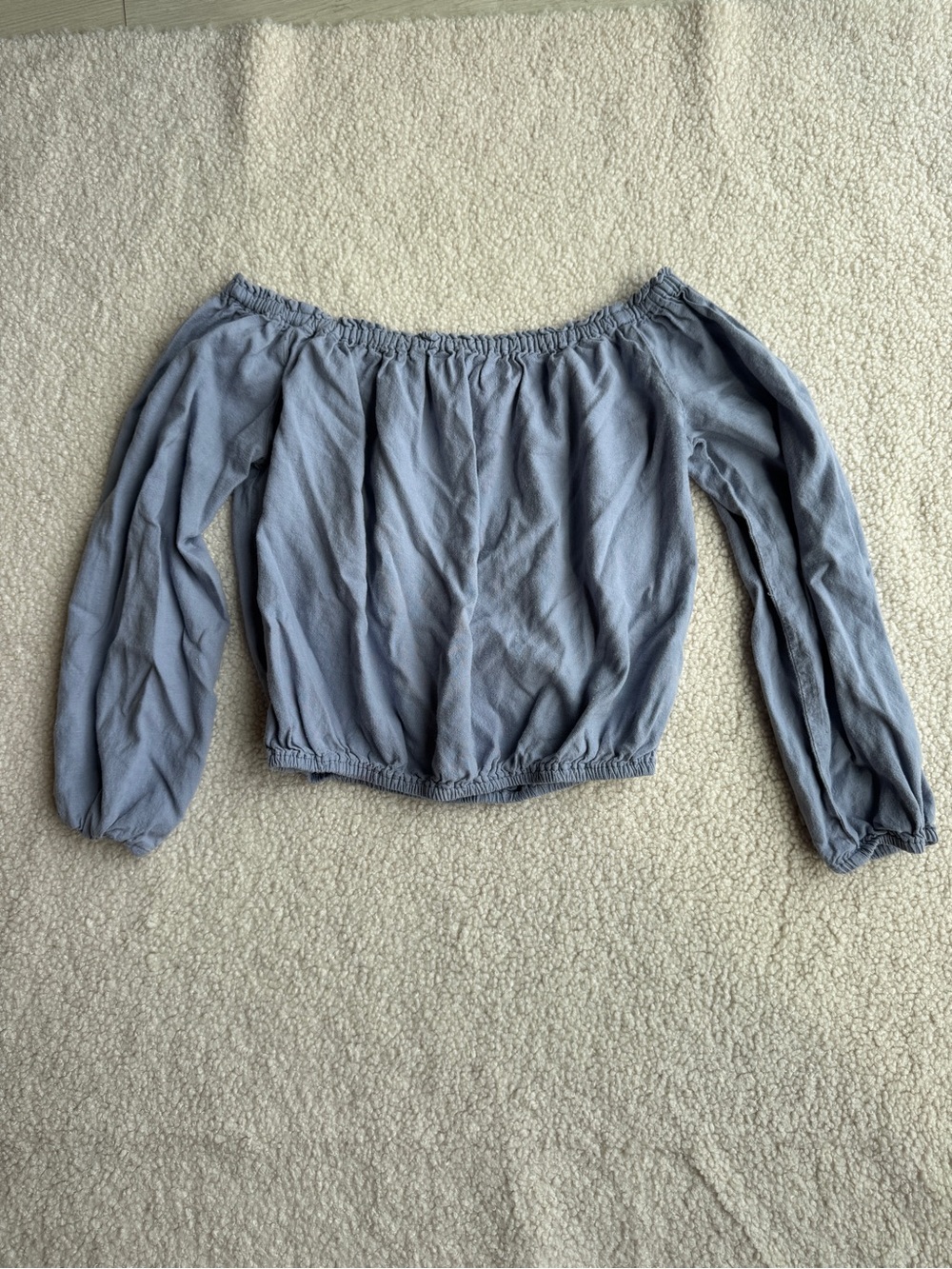 Women's Off-Shoulder Long Sleeve Top - Light Blue Periwinkle
